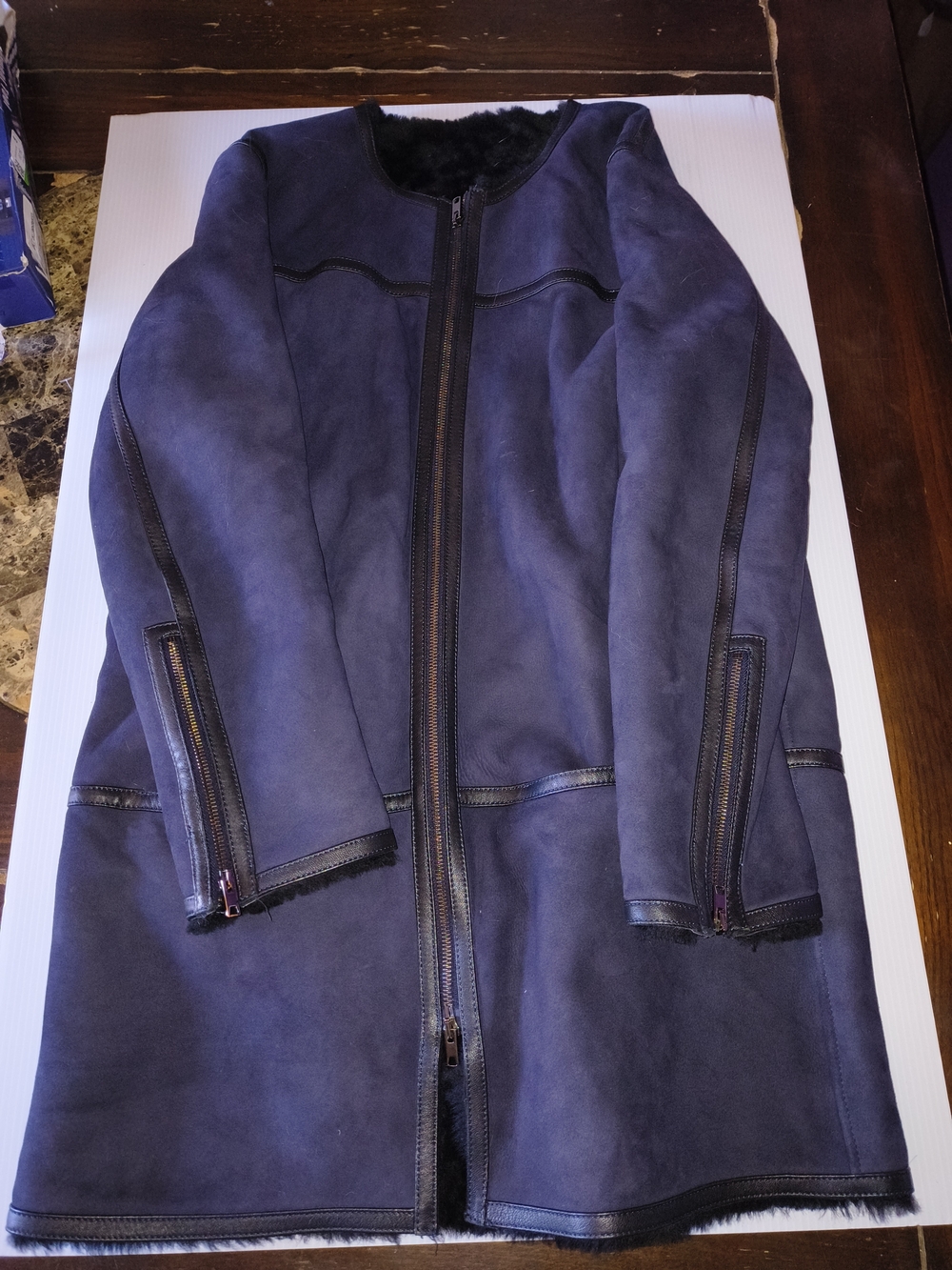 Isabel Marant Dark Navy Leather Jacket with Black Trim Sz 40 NWOT